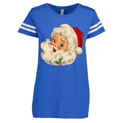 Cool Vintage Christmas Santa Claus Face Gift Enza Ladies Jersey Football T-Shirt