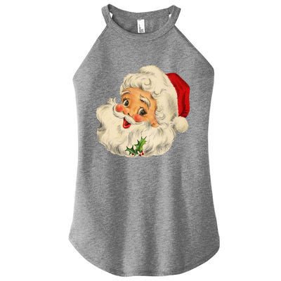 Cool Vintage Christmas Santa Claus Face Gift Women’s Perfect Tri Rocker Tank