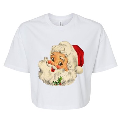 Cool Vintage Christmas Santa Claus Face Gift Bella+Canvas Jersey Crop Tee