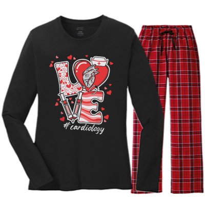 Cardiology Valentine Cardiac Nurse Cvicu Cath Lab Women's Long Sleeve Flannel Pajama Set 