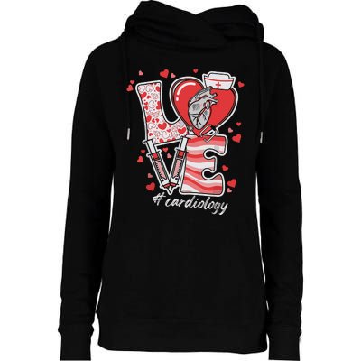 Cardiology Valentine Cardiac Nurse Cvicu Cath Lab Womens Funnel Neck Pullover Hood