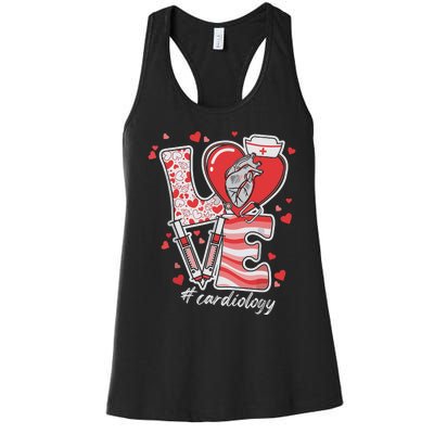 Cardiology Valentine Cardiac Nurse Cvicu Cath Lab Women's Racerback Tank