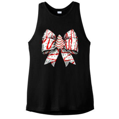 Christmas Vibes Coquette Bow Christmas Tree Cake Gift Ladies PosiCharge Tri-Blend Wicking Tank