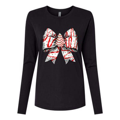 Christmas Vibes Coquette Bow Christmas Tree Cake Gift Womens Cotton Relaxed Long Sleeve T-Shirt