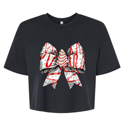 Christmas Vibes Coquette Bow Christmas Tree Cake Gift Bella+Canvas Jersey Crop Tee