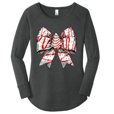 Christmas Vibes Coquette Bow Christmas Tree Cake Gift Women's Perfect Tri Tunic Long Sleeve Shirt