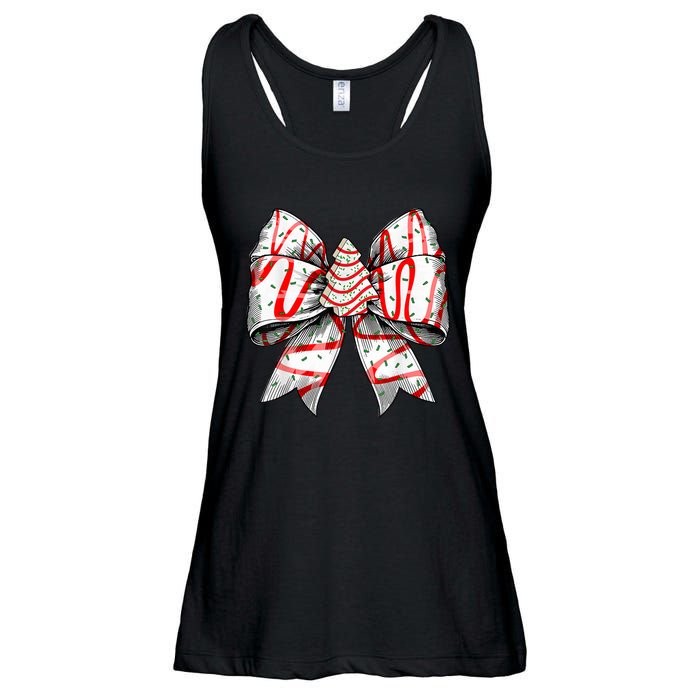 Christmas Vibes Coquette Bow Christmas Tree Cake Gift Ladies Essential Flowy Tank