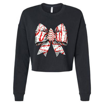 Christmas Vibes Coquette Bow Christmas Tree Cake Gift Cropped Pullover Crew