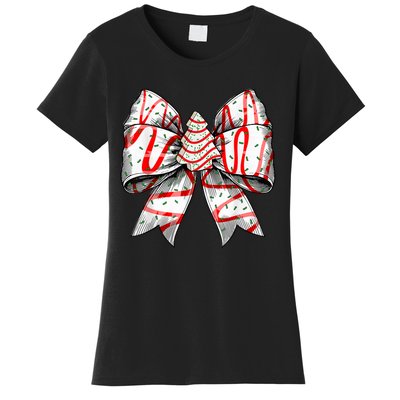 Christmas Vibes Coquette Bow Christmas Tree Cake Gift Women's T-Shirt