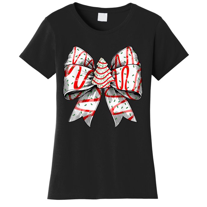 Christmas Vibes Coquette Bow Christmas Tree Cake Gift Women's T-Shirt