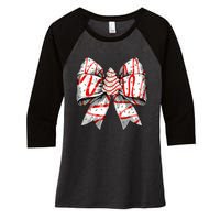 Christmas Vibes Coquette Bow Christmas Tree Cake Gift Women's Tri-Blend 3/4-Sleeve Raglan Shirt