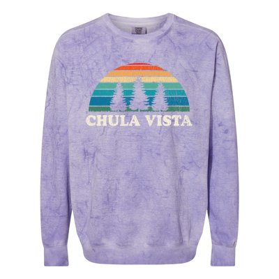 Chula Vista CA 70s Retro Throwback Design Colorblast Crewneck Sweatshirt