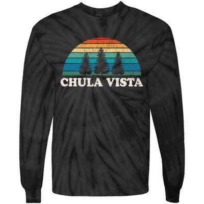 Chula Vista CA 70s Retro Throwback Design Tie-Dye Long Sleeve Shirt