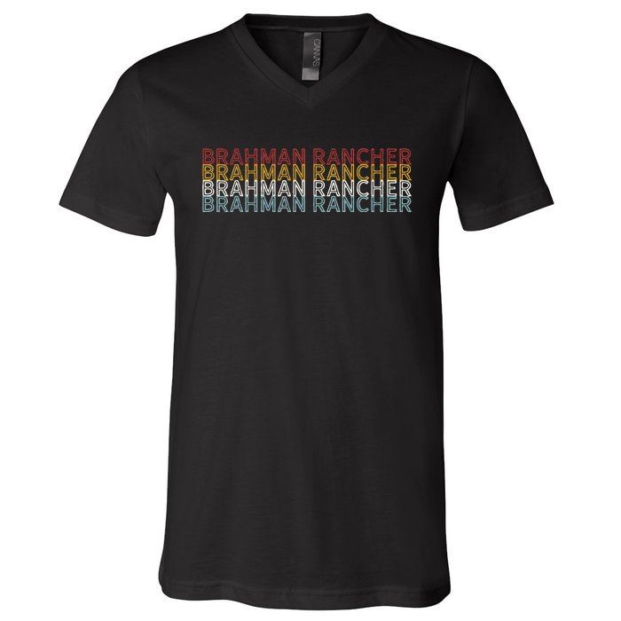 Cattle Vintage Cow Brahman Rancher V-Neck T-Shirt