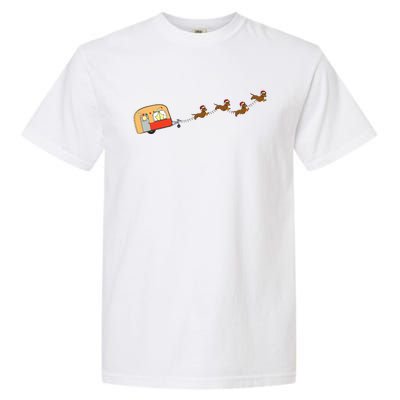 Camper Van Christmas Dachshund Sleigh Doxie Dog Xmas Pajama Garment-Dyed Heavyweight T-Shirt