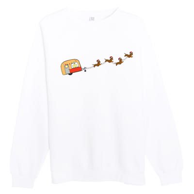 Camper Van Christmas Dachshund Sleigh Doxie Dog Xmas Pajama Premium Crewneck Sweatshirt