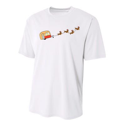 Camper Van Christmas Dachshund Sleigh Doxie Dog Xmas Pajama Performance Sprint T-Shirt