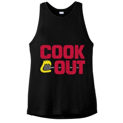 Cookout Vintage Chalk Texture Red Gray Ladies PosiCharge Tri-Blend Wicking Tank
