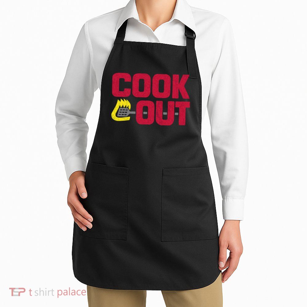 Cookout Vintage Chalk Texture Red Gray Apron