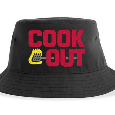 Cookout Vintage Chalk Texture Red Gray Sustainable Bucket Hat