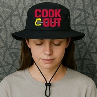 Cookout Vintage Chalk Texture Red Gray Bucket Hat