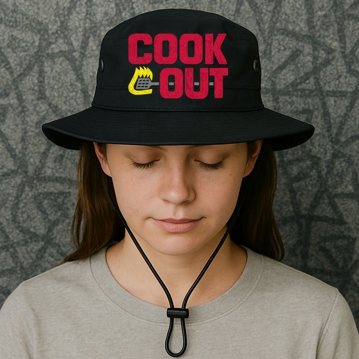 Cookout Vintage Chalk Texture Red Gray Bucket Hat