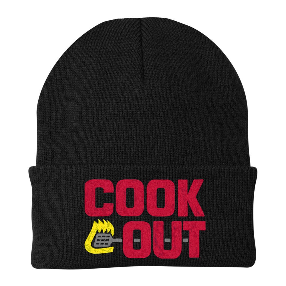 Cookout Vintage Chalk Texture Red Gray Beanie