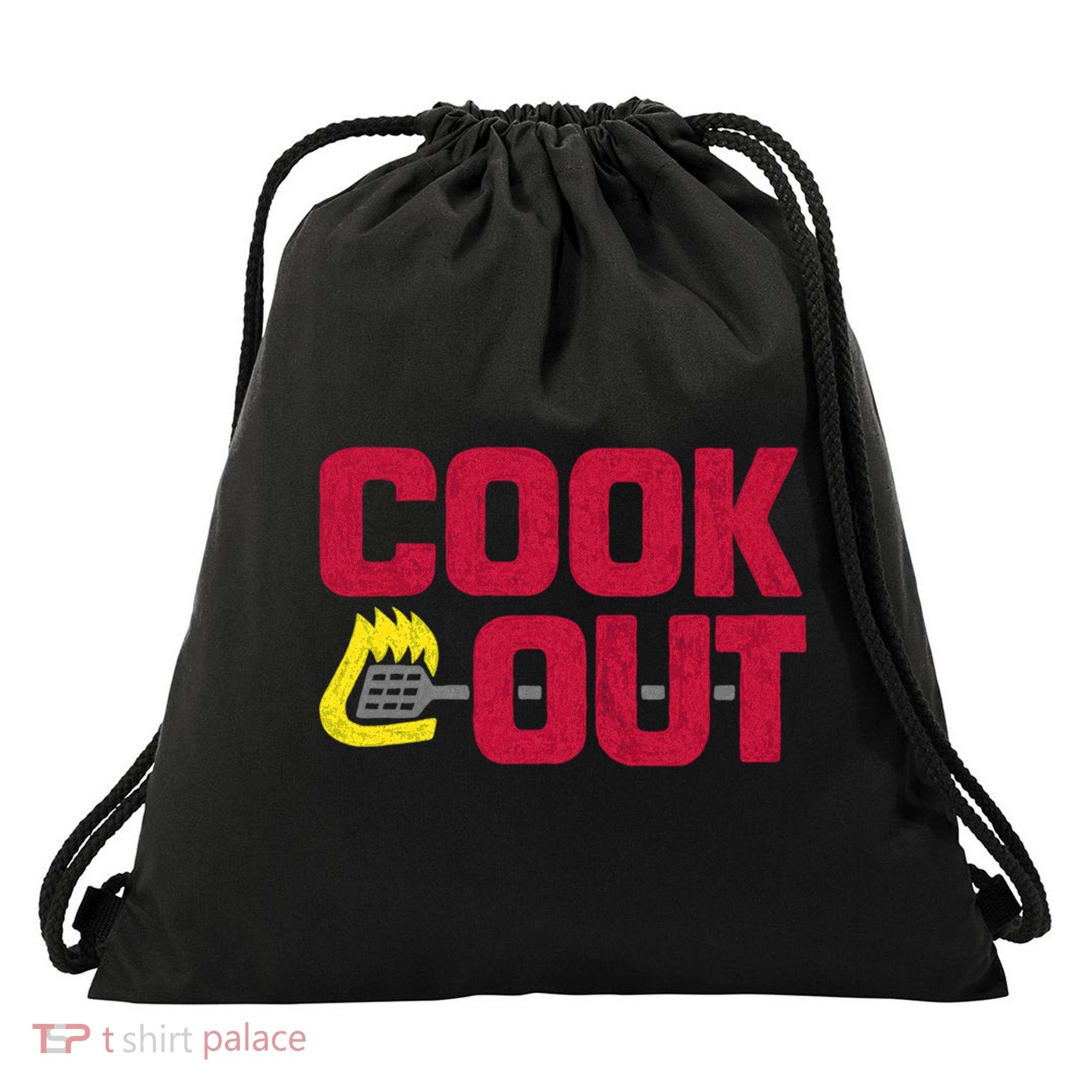 Cookout Vintage Chalk Texture Red Gray Drawstring Bag