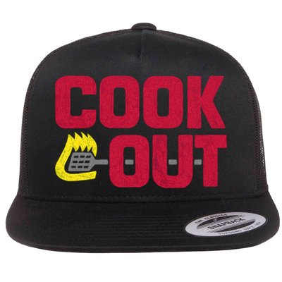 Cookout Vintage Chalk Texture Red Gray Flatbill Hat