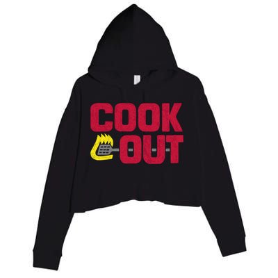 Cookout Vintage Chalk Texture Red Gray Crop Fleece Hoodie