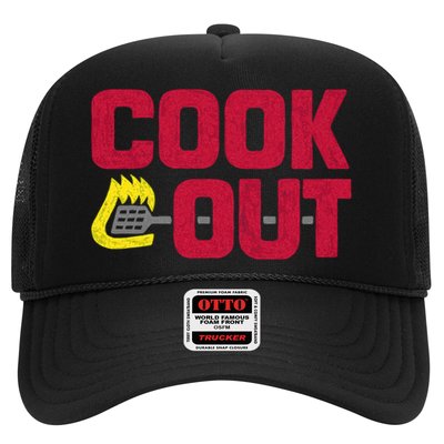 Cookout Vintage Chalk Texture Red Gray Trucker Hat