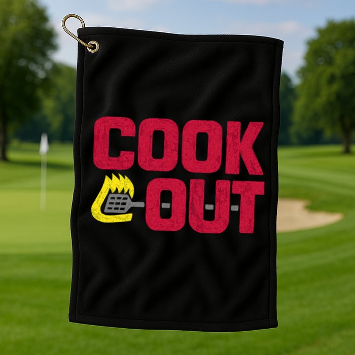 Cookout Vintage Chalk Texture Red Gray Golf Towel