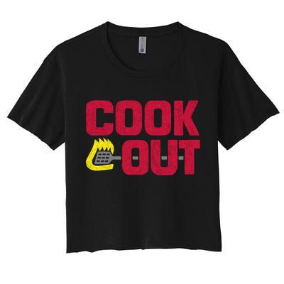 Cookout Vintage Chalk Texture Red Gray Crop Top