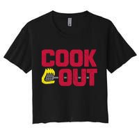 Cookout Vintage Chalk Texture Red Gray Crop Top