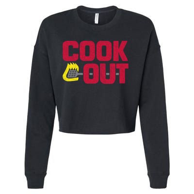 Cookout Vintage Chalk Texture Red Gray Cropped Pullover Crew
