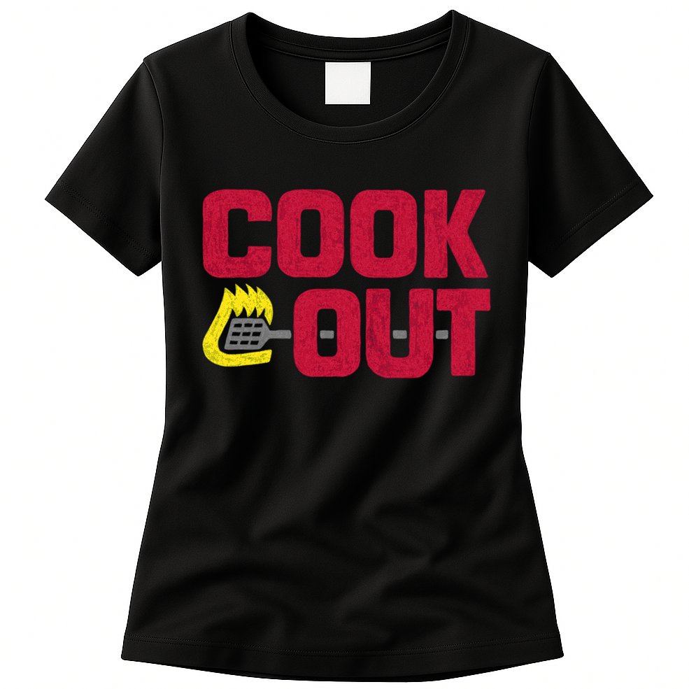 Cookout Vintage Chalk Texture Red Gray Womens T-Shirt