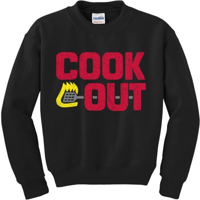 Cookout Vintage Chalk Texture Red Gray Kids Sweatshirt