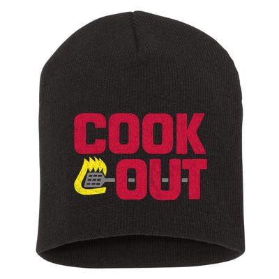 Cookout Vintage Chalk Texture Red Gray Short Acrylic Beanie