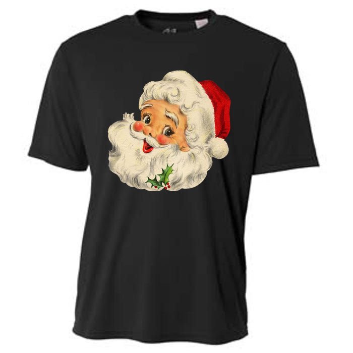 Cool Vintage Christmas Santa Claus Face Cooling Performance Crew T-Shirt