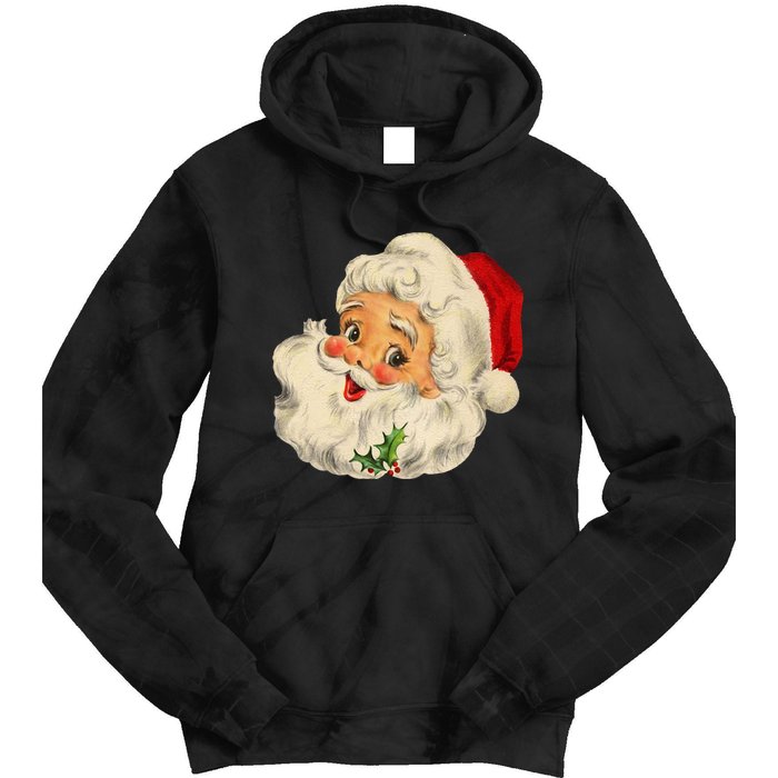 Cool Vintage Christmas Santa Claus Face Tie Dye Hoodie