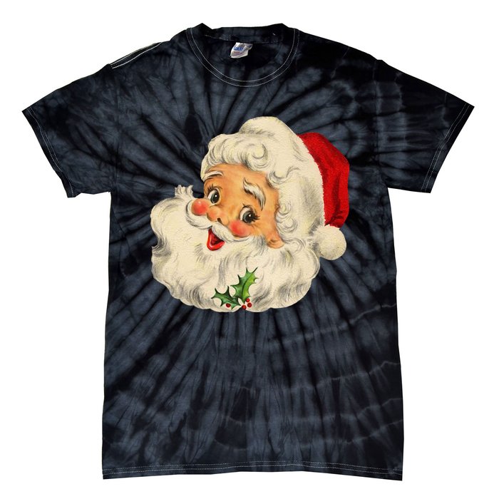 Cool Vintage Christmas Santa Claus Face Tie-Dye T-Shirt