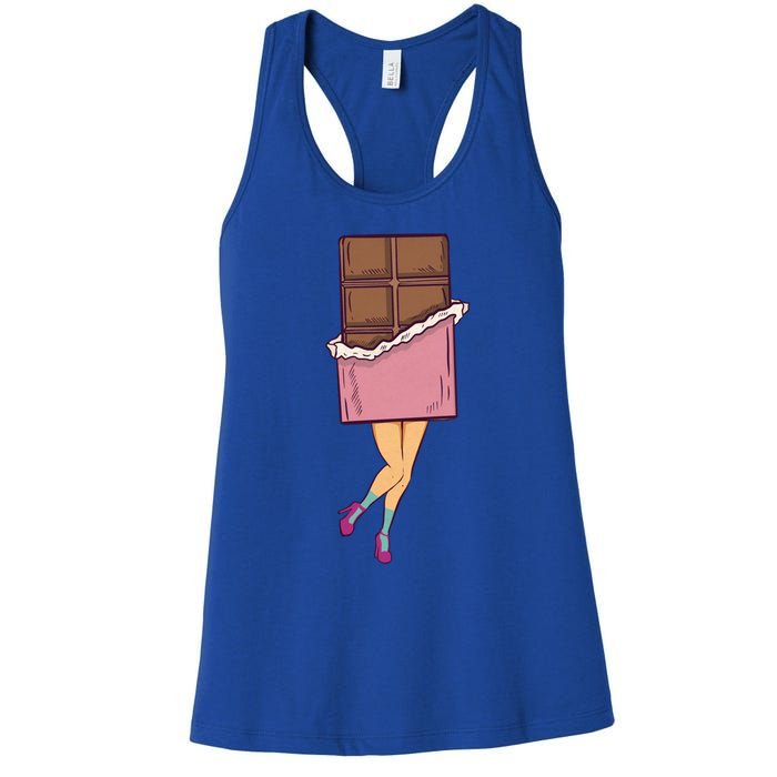 Chocolate Vintage Chocoholic Cocoa Choco Candy Cute Gift Chocolate Meaningful Gi Women's Racerback Tank