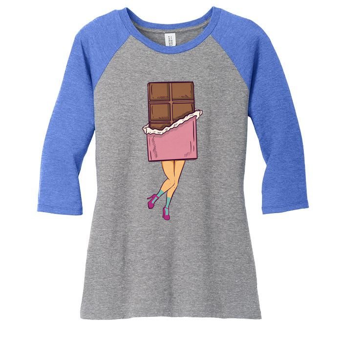 Chocolate Vintage Chocoholic Cocoa Choco Candy Cute Gift Chocolate Meaningful Gi Women's Tri-Blend 3/4-Sleeve Raglan Shirt