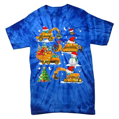 Construction Vehicle Christmas Trucks Winter Tie-Dye T-Shirt