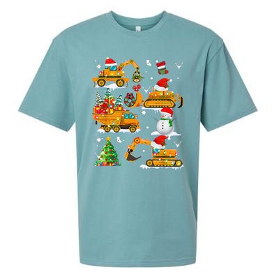 Construction Vehicle Christmas Trucks Winter Sueded Cloud Jersey T-Shirt