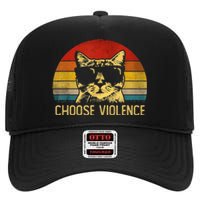 Choose Violence Cat Vintage High Crown Mesh Back Trucker Hat