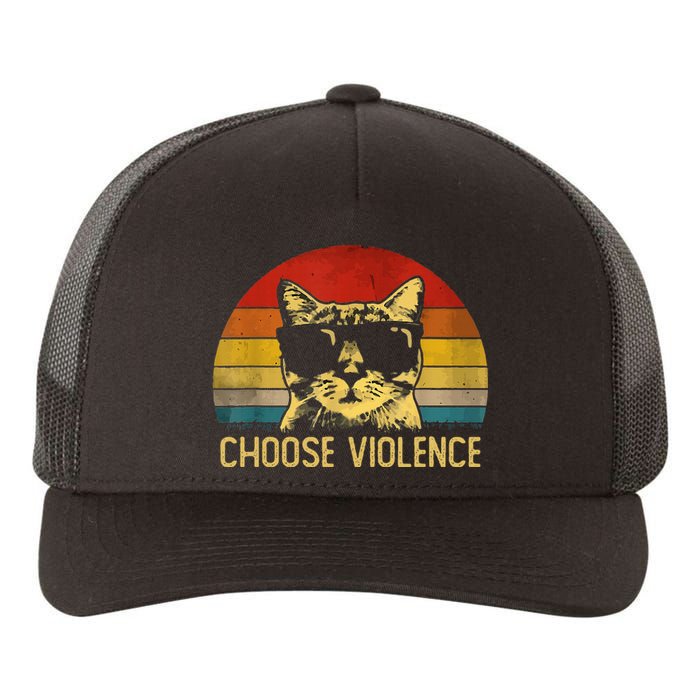 Choose Violence Cat Vintage Yupoong Adult 5-Panel Trucker Hat