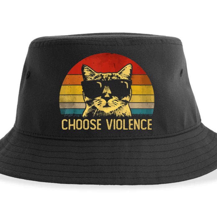 Choose Violence Cat Vintage Sustainable Bucket Hat