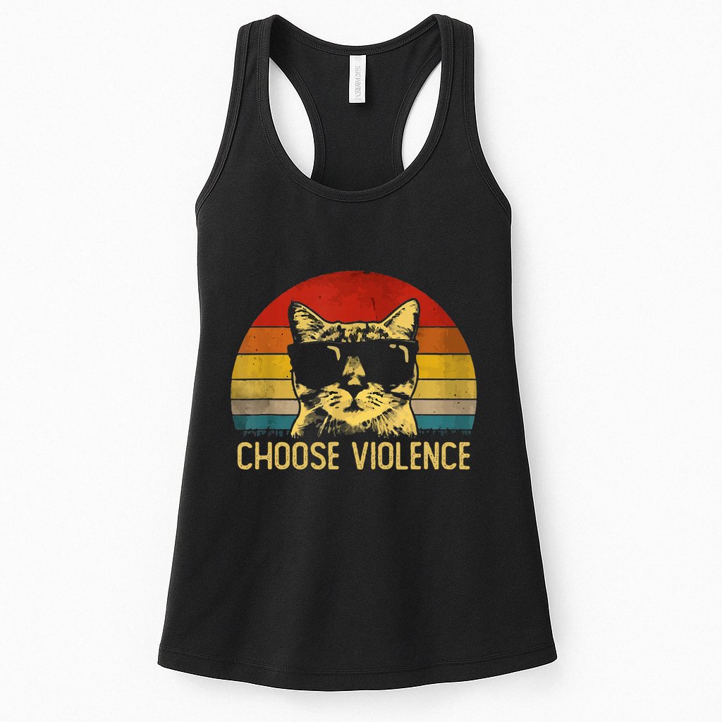 Choose Violence Cat Vintage Womens Tank Top
