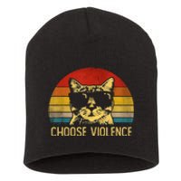 Choose Violence Cat Vintage Short Acrylic Beanie